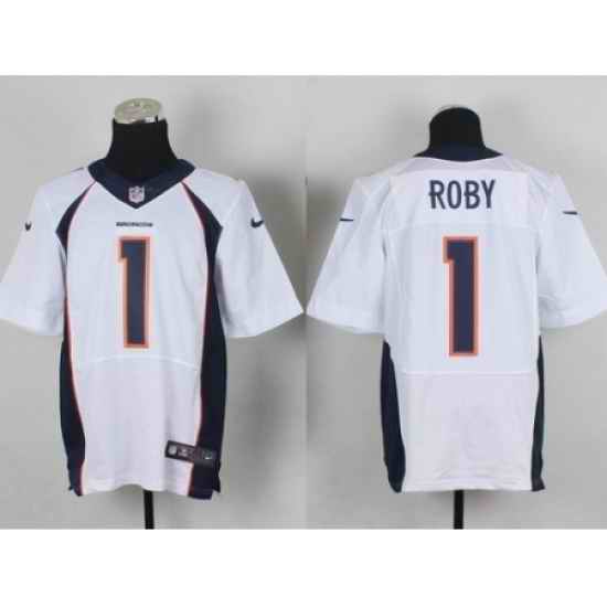 Nike Denver Broncos 1 Brandley Roby White Elite NFL Jersey